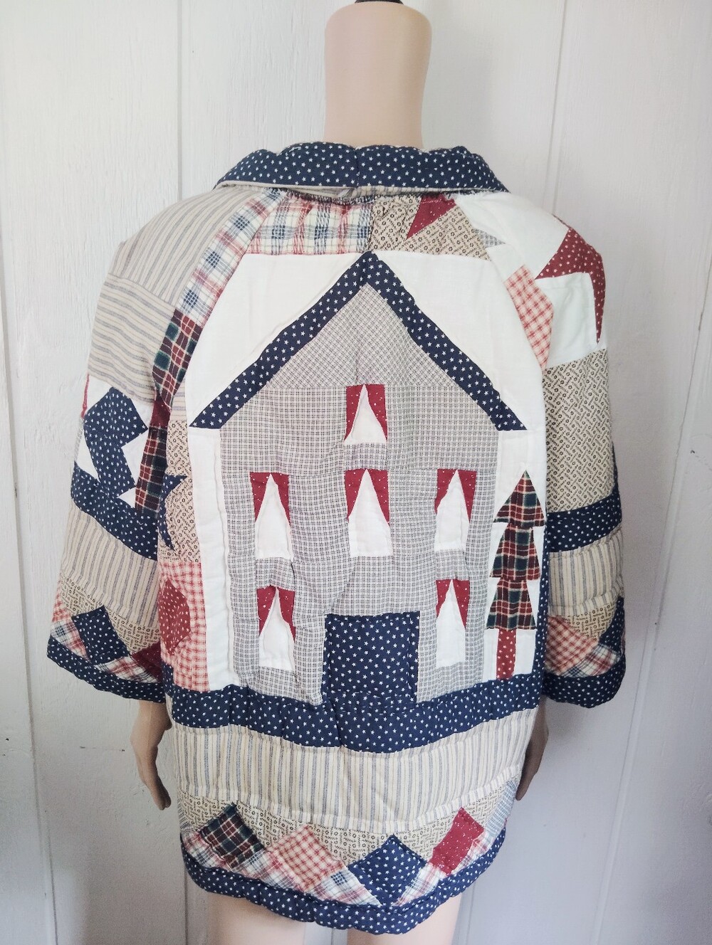 Handmade Quilted Patriotic Country Pattern Open Front Top. - Picture 2 of 7